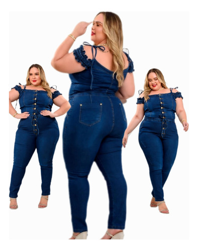 Macacão Macaquinho Jeans Feminino Plus Size *ultramodelador*