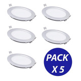 Pack 5 Focos Panel Plafon Led Embutido Redondo 18w / E-roca