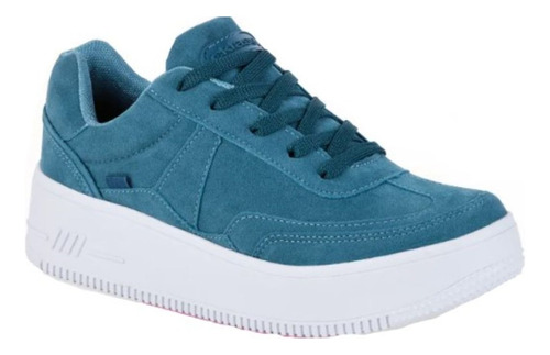 325-37 Tenis Sneakers Dama Mujer Azul Textil Suela Blanca