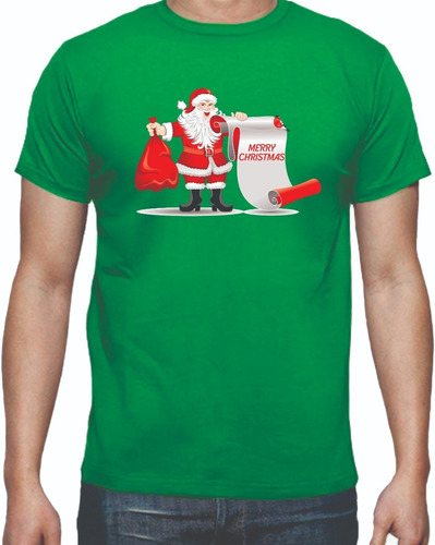 Camisetas Navideñas Navidad Papa Noel Cartel Merry Christmas