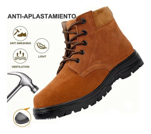 Zapatos De Trabajo Abrigados De Cuero Antipinchazos P/hombre