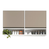 Mueble Alacena Moderna 120 Cocina 2 Ptas Especiero Melamina Color Arcilla - Blanco