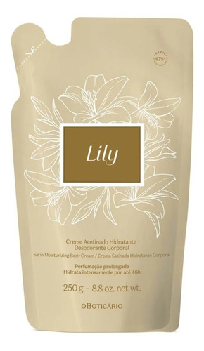 Refil Hidratante Acetinado Corporal Lily 250g De Oboticário