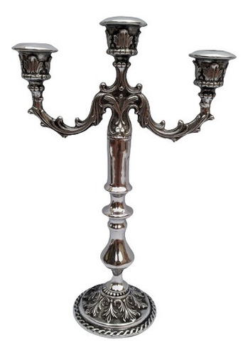 Candelabro Barroco De Pewter Aluminio 1pz