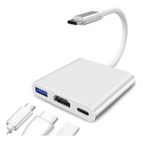 Hub Adaptador Usb-c 3 En 1 Hdmi 4k Usb-a Usb-c Pc