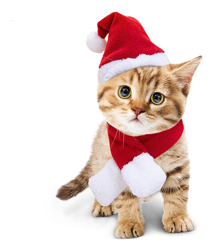 2 Piezas De Ropa De Navidad Para Mascotas Perro Y Gato Rojo