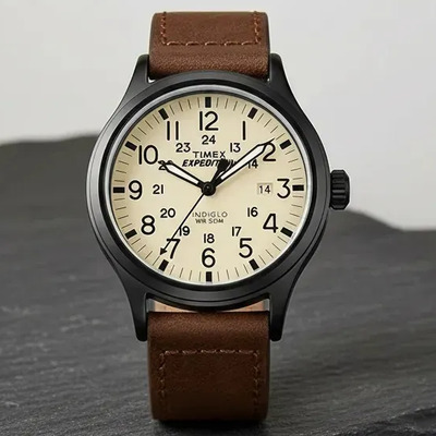 Reloj Timex Expedition T499639J Hombre Cuarzo Analógico Cuero Marrón Resistente Agua 50m Caja Metal 40mm Esfera Beige Fecha Original Deportivo Casual Aventura Outdoor | Envío gratis