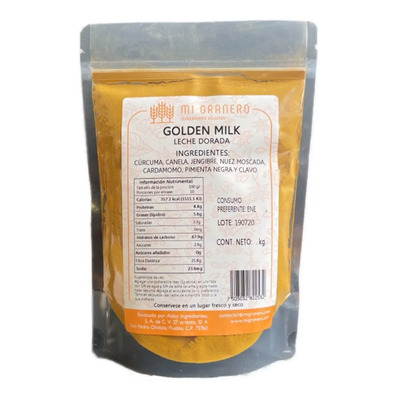 Golden Milk Leche Dorada Vegana Cúrcuma 1 Kilo A Granel | Envío gratis
