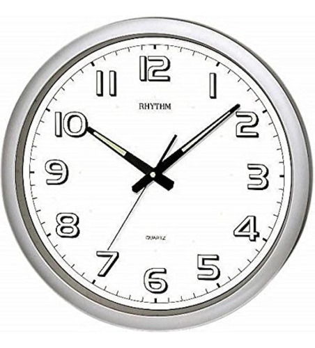 Rhythm Cmg805nr19 Reloj De Pared Super Luminas, Plateado