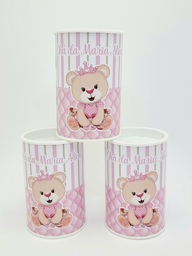 40 Cofrinhos Personalizados Urso Rosa