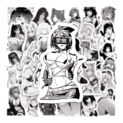 50 Pegatinas Calcomanías Stickers Calcas Adultos Anime B&w