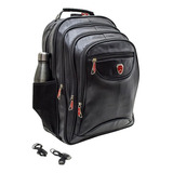 Mochila Masculina Bolsa Resistente Couro Com Usb Cor Preta 