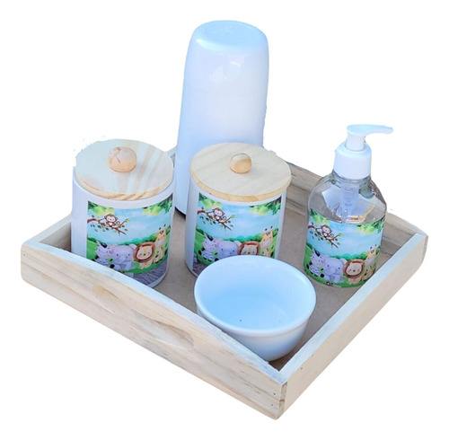 Kit Higiene Porcelanas Bebê Animais Unisex Garrafa Térmica