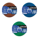 Pack X 3 Rollos Cable Unipolar 1,5mm Verde/azul/marron X25 M