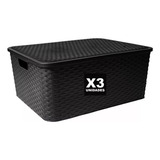 Canastos  Caja Organizadora Simil Rattan Grande Xl Pack X3