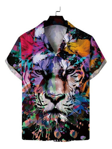 Di Camisa Casual Tigre Con Estampado Abstracto Tinta Salp