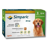 Simparic 80mg - Para Caes 20,1 A 40kg - Com 3 Comprimidos