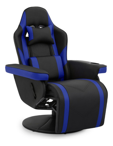 Silla Reclinable Soporte Lumbar Gamer Oficina Giratoria Azul