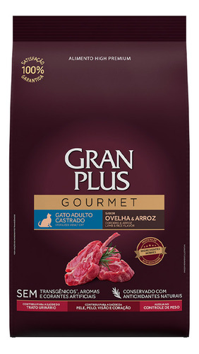 Ração Granplus Gourmet Gatos Castrados Ovelha E Arroz 10,1kg