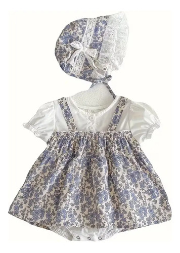 Vestido Floral Para Niñas Bebé Con Sombrero