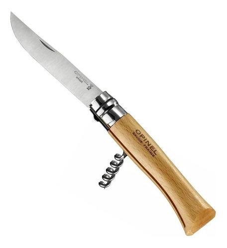 Cortapluma Navaja Opinel Saca Corcho N10 Inoxidable Cuchillo Color Madera