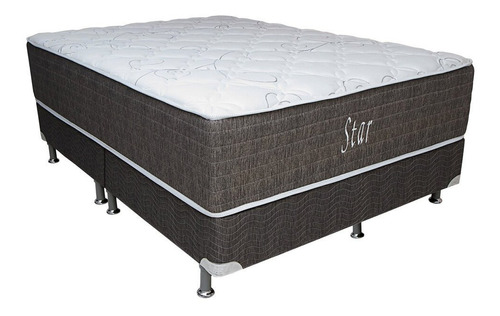 Conjunto Cama Box Star Queen De Molas Ensacadas Ortobom Cor Preto / Cinza