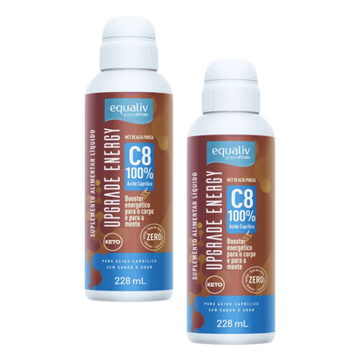 2x Upgrade Energy 100% C8 Ácido Caprílico 228ml - Equaliv Sabor Sem Sabor | Frete grátis
