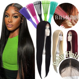 Peruca Front Lace Lisa Preta Repartição Livre 80cm + Wig Cap