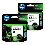 Kit Cartucho Hp 664xl Preto + Color Original 2136 5076 2676