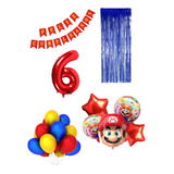 Kit Decoración Super Mario+20latex+num A Eleccion 70cm Color Rojo