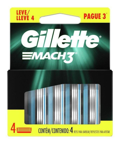 Refil Para Barbear Gillette Mach3 4 Unidades