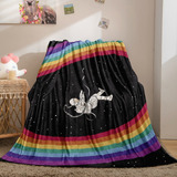 Rainbow Blanket Astronaut Throw Blanket Space Flannel Fleece