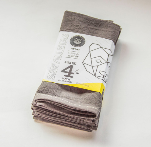 Servilletas Algodon Natural Sustentables Pack X 4 Unidades