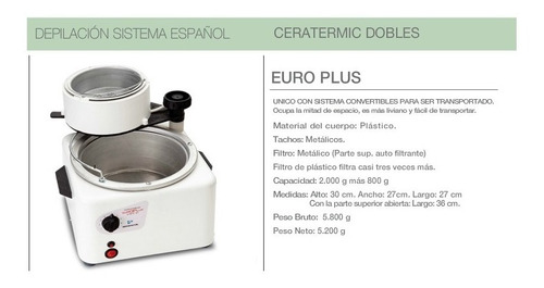 Calentador De Cera Continuo Arcametal Ceratermic Europlus