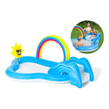 Pileta Play Center Arco Iris Bestway Inflable Tobogan Azul