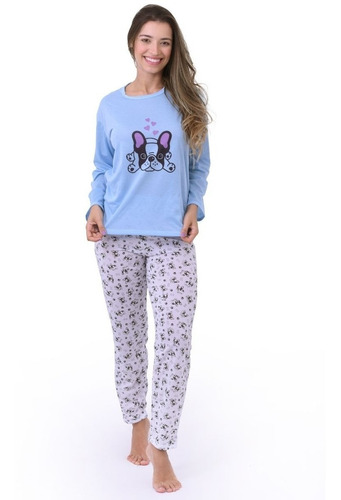 Pijama Feminino Calça De Frio E Blusa De Manga Longa Inverno