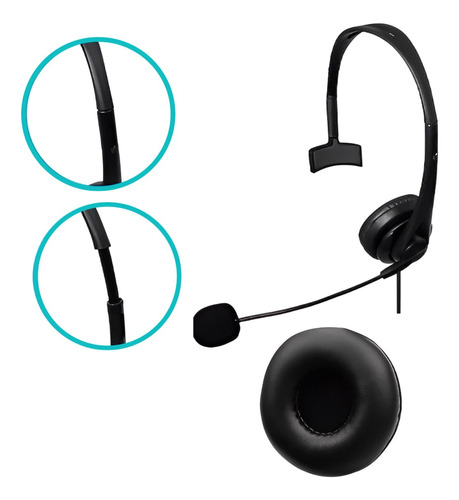 Fone Headset Com Microfone Flexível Call-center 