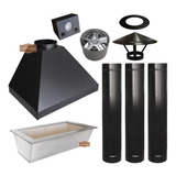 Kit Coifa 90 + Chaminé 3m+ Iluminação + Braseiro + Exaustor