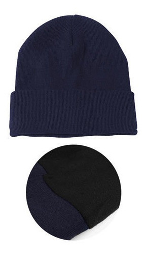 Pack 12 Gorros De Lana Azul Con Doblez, Forrados En Polar. 