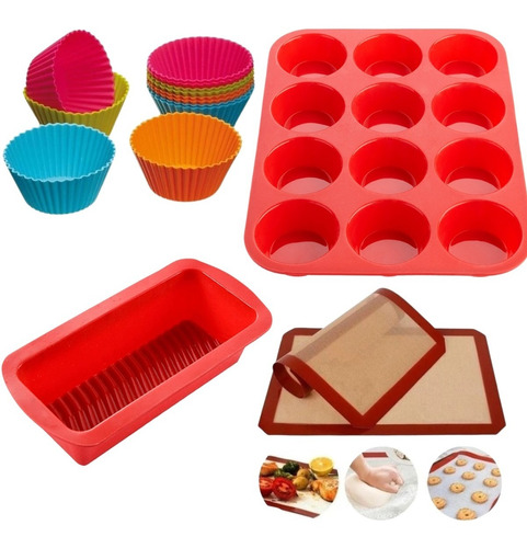 Pack Moldes Silicona Pirotines Individuales Plancha Horno