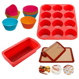 Pack Moldes Silicona Pirotines Individuales Plancha Horno