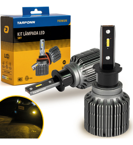 Kit Lâmpada Led Sky H3 3000k 8200lm Premium 80w 12v