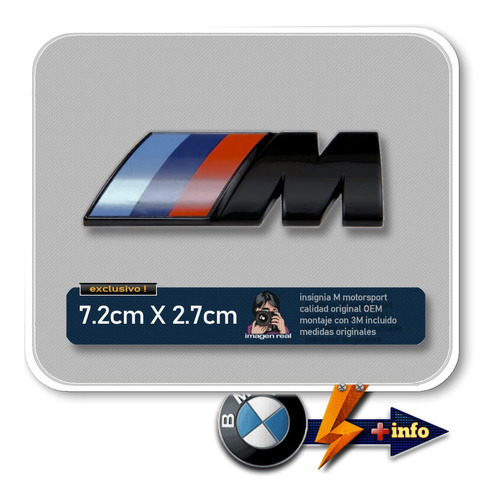Insignia M.motorsport P/ Bmw Oem 7cm/2.7cm Negra Tuningchrom Foto 3