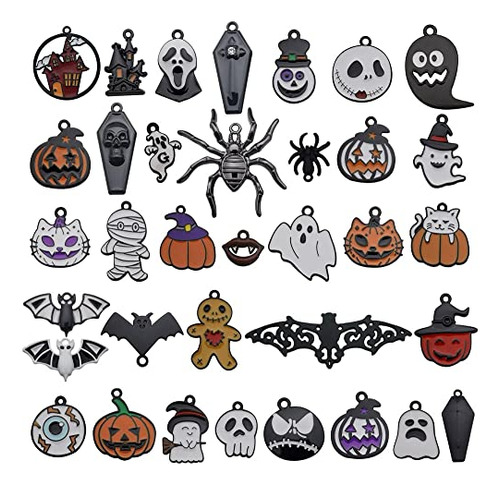 35pcs Halloween Charms For Jewelry Making Pumpkin Ghost...