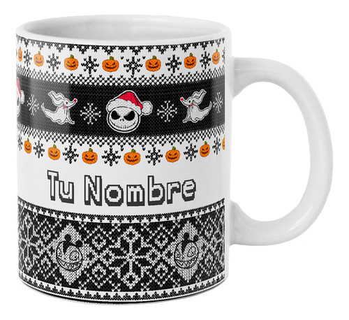 Taza De Extraño Mundo Jack Ugly Sweater Navidad Con Nombre