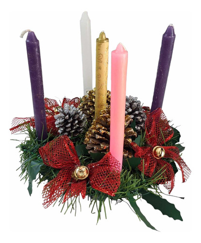 Corona De Adviento 30 Cm Con Velas De Regalo. Adorno Navidad