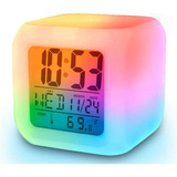 Reloj Alarma Led Colores Digital Color Blanco