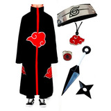 Kit Fantasia Itachi Manto Akatsuki Cosplay Kunai Colar Anel 