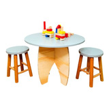 Kit Mesa De Tarefas Infantil , Mesa Kids Com 2 Bancos Madeir