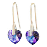 Aros Corazon Plata 925 Cristal Swarovski Morado